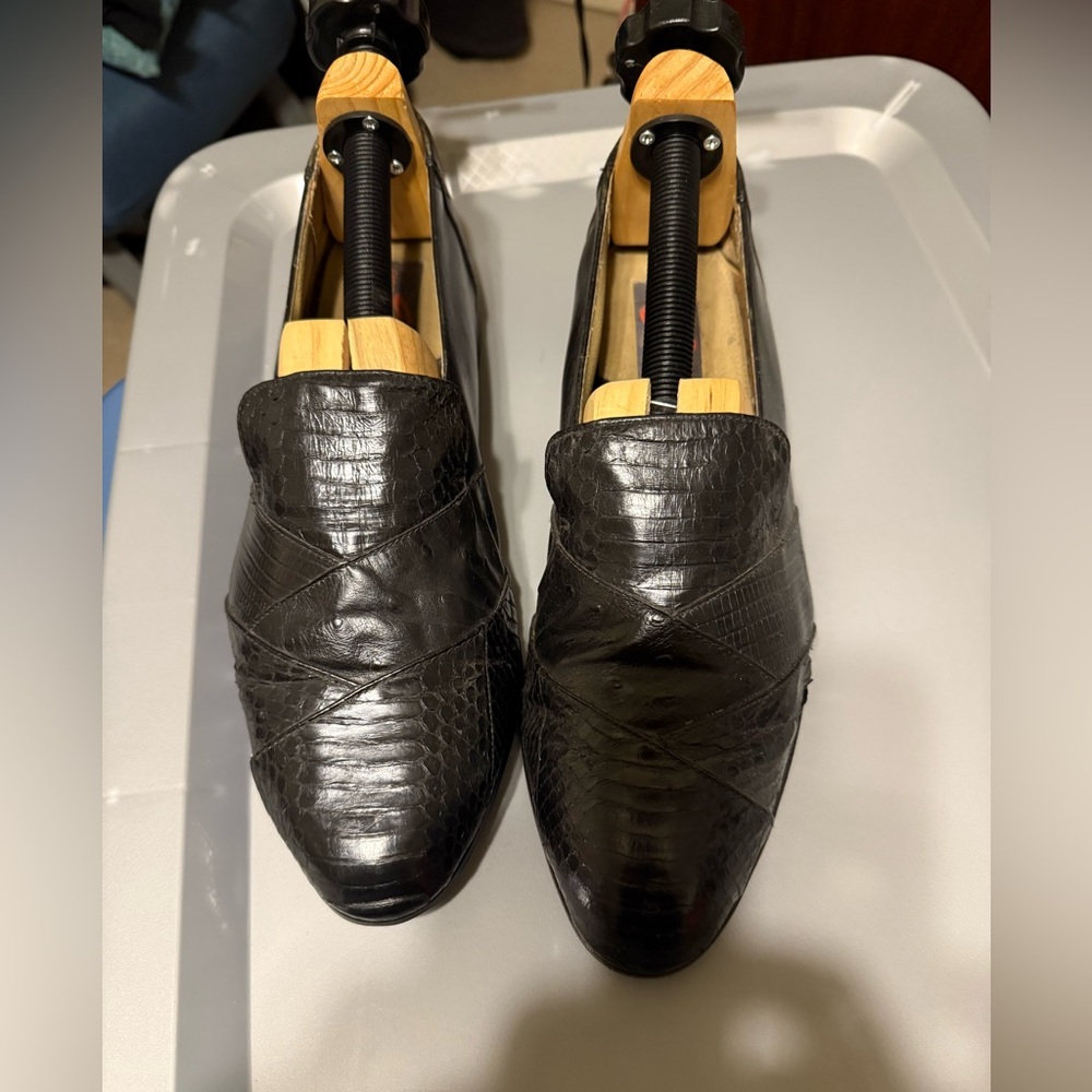 Giorgio Brutini Mens 13 Black Genuine mixed Snake Skin Loafers
